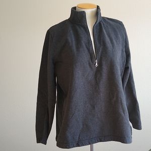 Eddie Bauer Y2K 1/4 zip cotton blend French Terry dark gray size XL guc